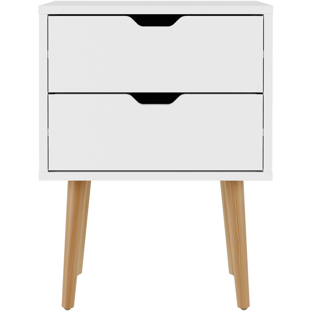 GFW Nyborg 2 Drawer White Bedside Table Image 2