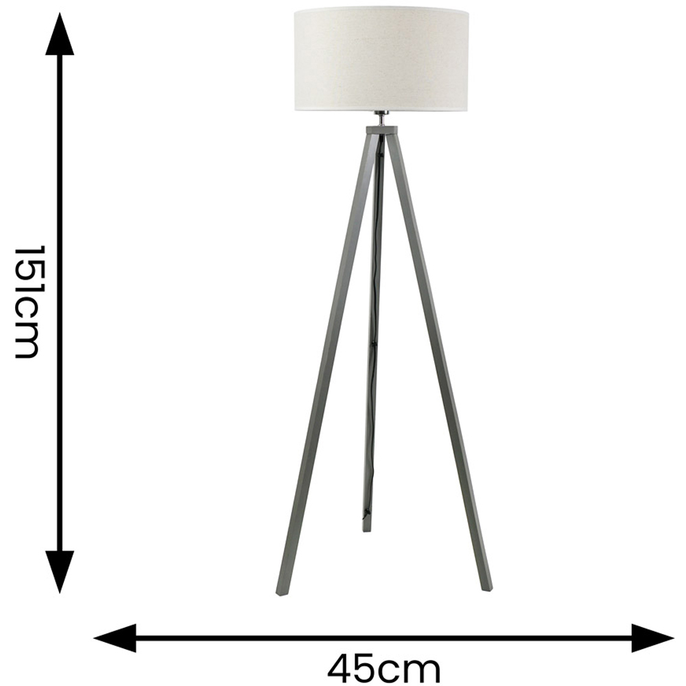 ValueLights Barbro White Trim Drum Shade Grey Tripod Floor Lamp and Bulb Image 4