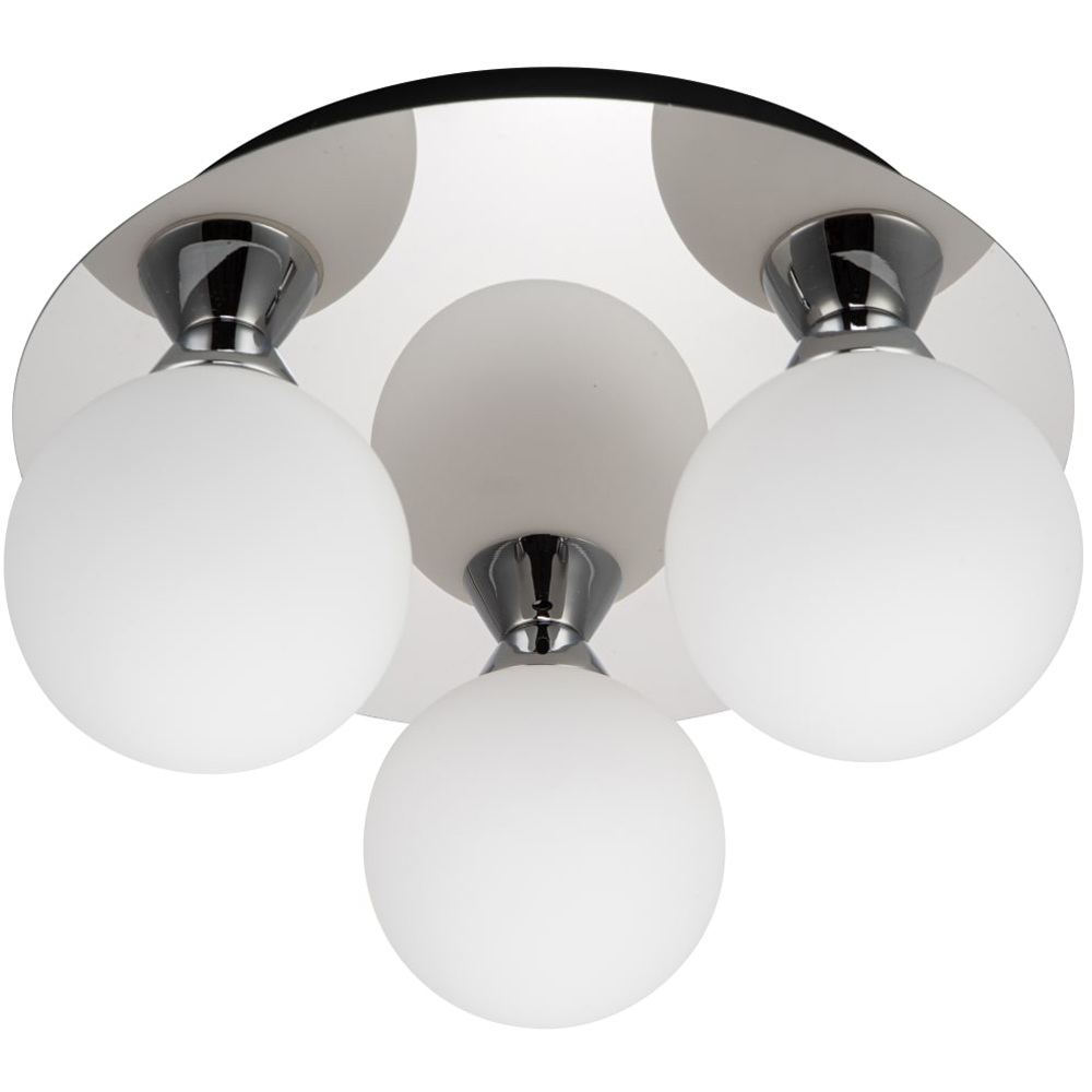 Cosylyte Bowen 3 Light Chrome Opal Glass Flush Ceiling Light Image 1