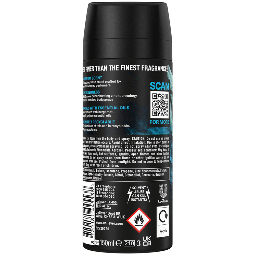 Lynx Fine Fragrance Collection Aqua Bergamot Deodorant Body Spray 150ml 3 Pack Image 3