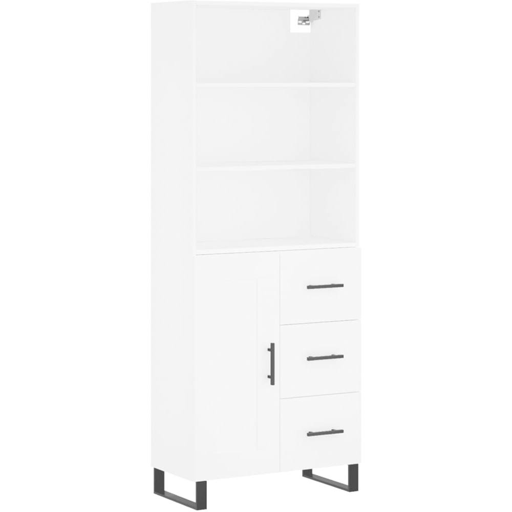 vidaXL Single Door 3 Drawer 3 Shelf White Highboard Image 2