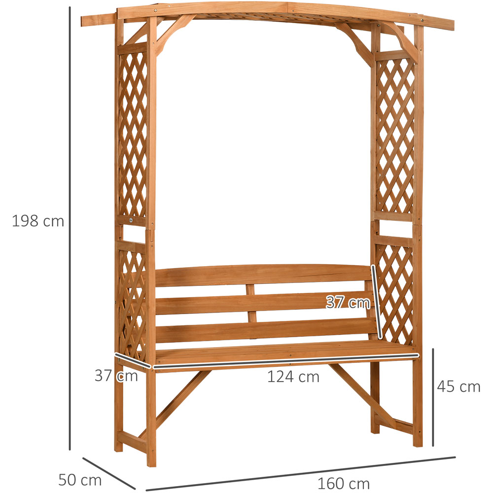 Outsunny Natural Wood Patio Garden Bench and Arbour Image 5