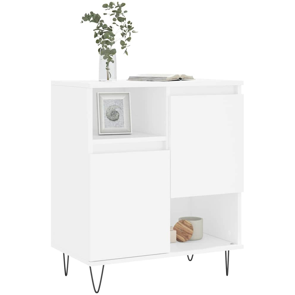 vidaXL 2 Door 2 Shelf White Sideboard with Metal Legs Image 3