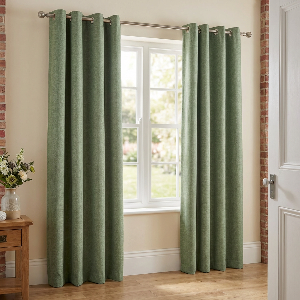 Taylor Blackout Eyelet Curtains Green 229cm Image 3