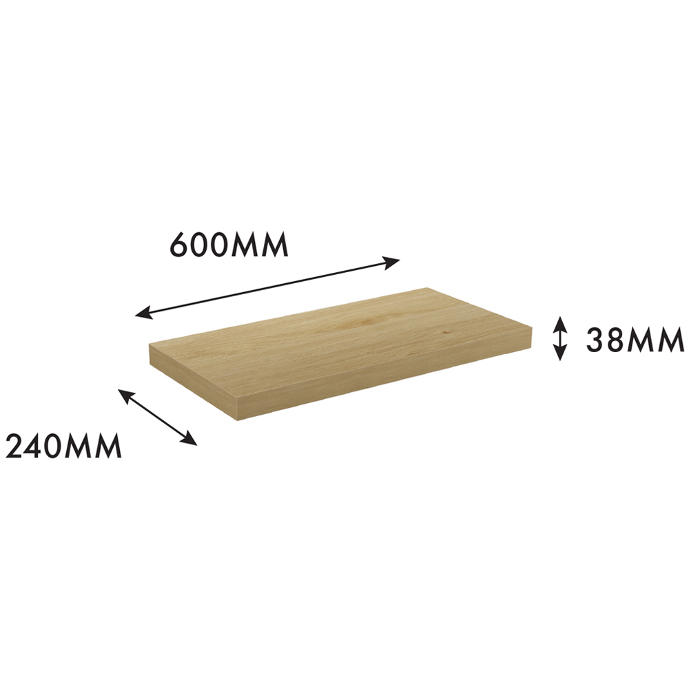 Homebase 60cm Light Oak Effect Floating Shelf 2 Pack Image 6