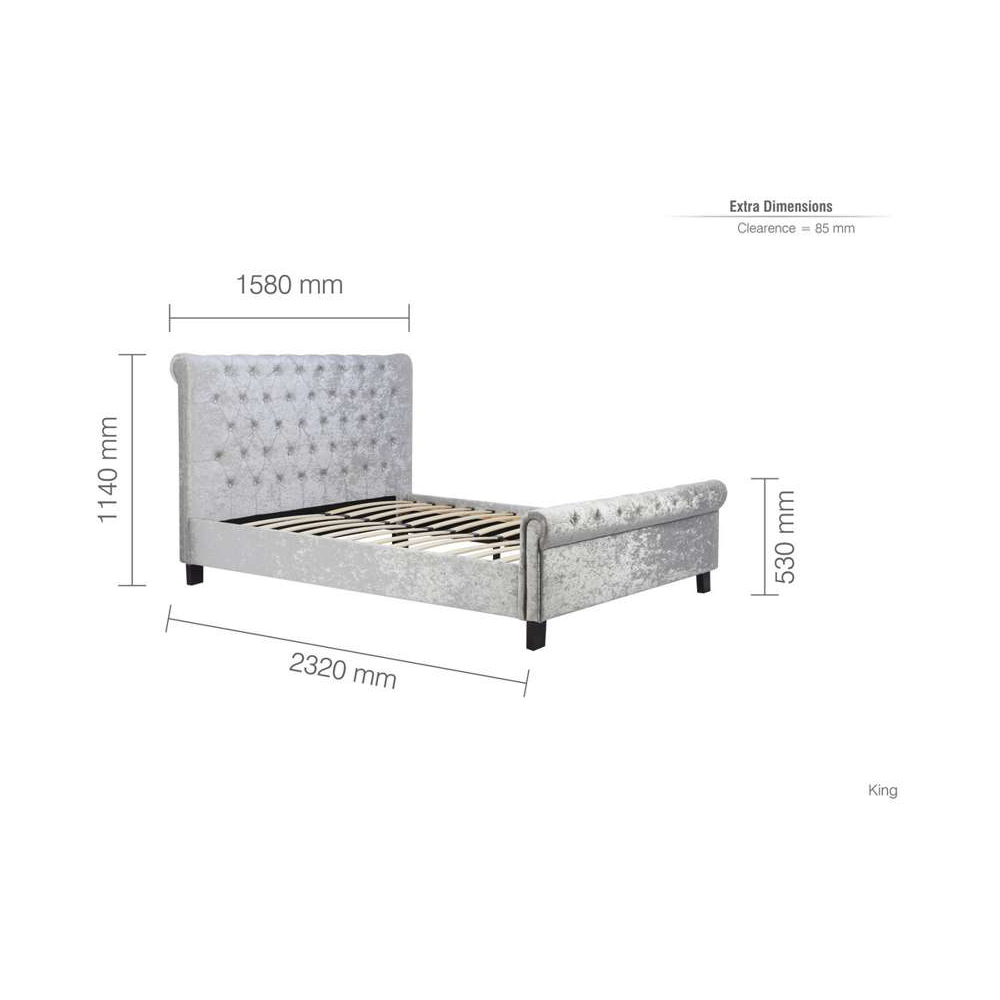 Sienna King Size Grey Bed Frame Image 9