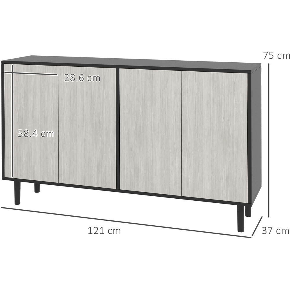 HOMCOM 4 Door Black Kitchen Sideboard Image 8