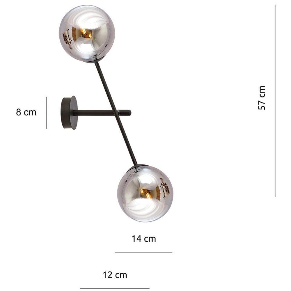 Emibig Linear 2 Light Graphite Shade Black Wall Lamp Image 7