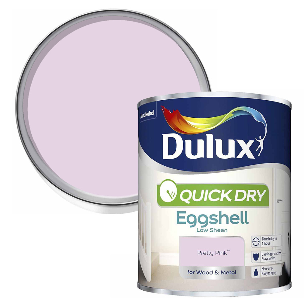Dulux Quick Drying Pretty Pink Eggshell Paint 750ml Image 1