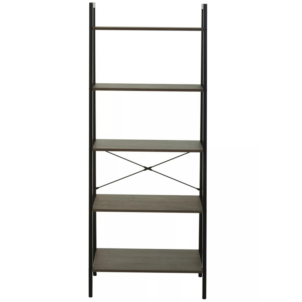 Premier Housewares Bradbury 5 Shelf Dark Oak Veneer Ladder Bookshelf Image 3