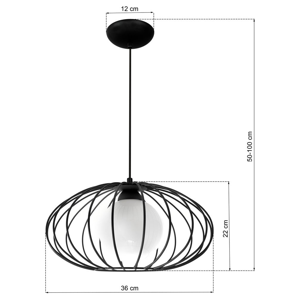 Milagro Kronos Black Pendant Lamp 230V Image 3