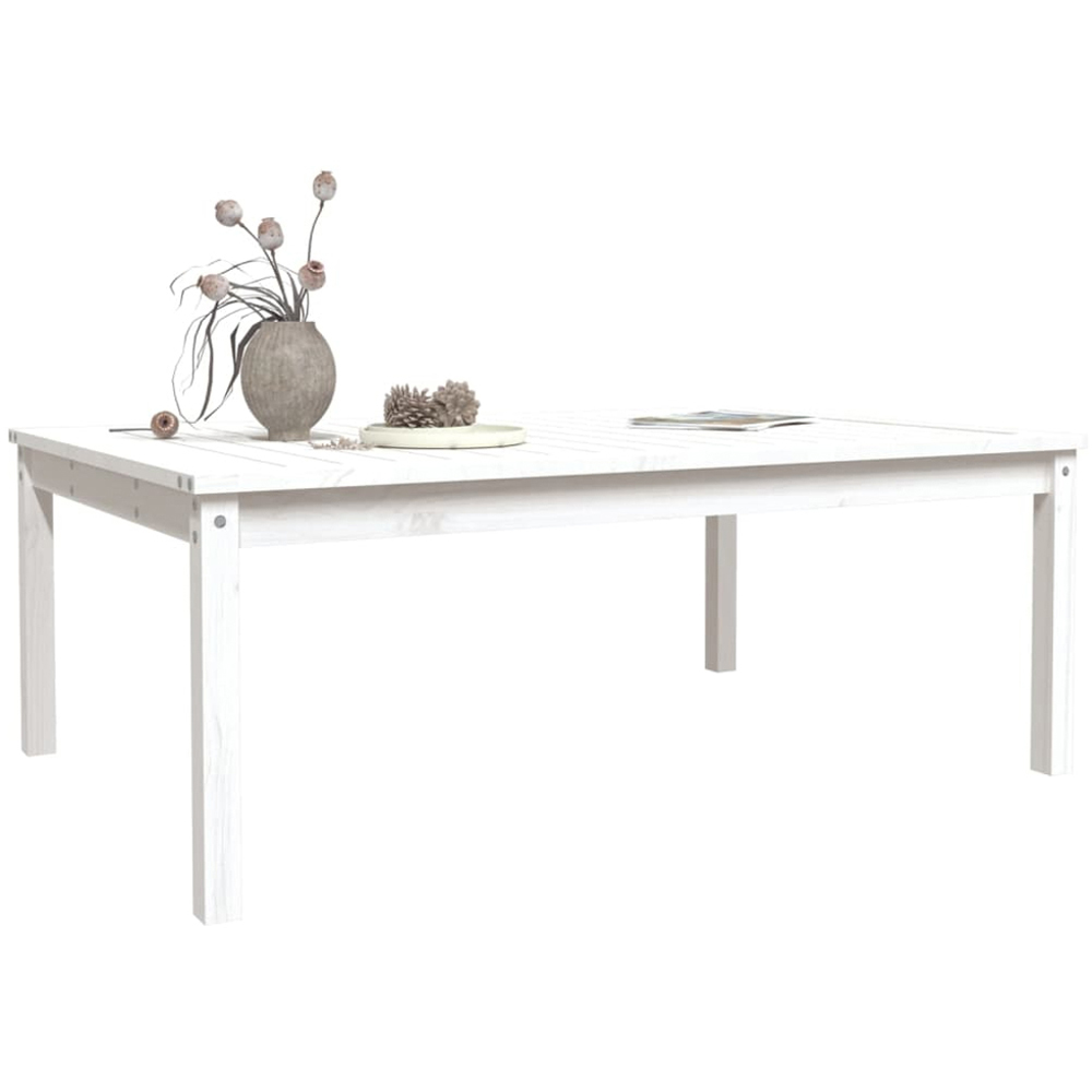 vidaXL White Solid Pine Wood Slatted Garden Table 121 x 82.5cm Image 5