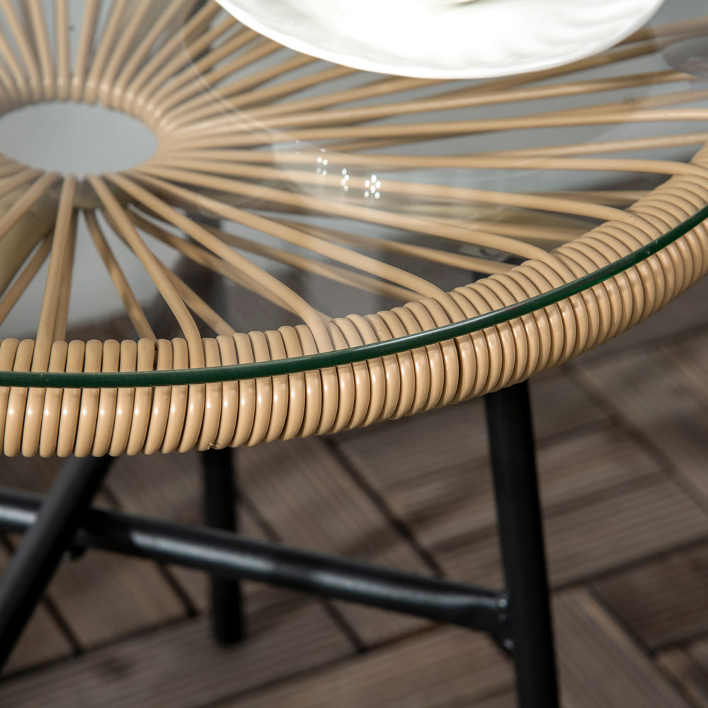 Outsunny Black Rattan Side Round Table Image 3