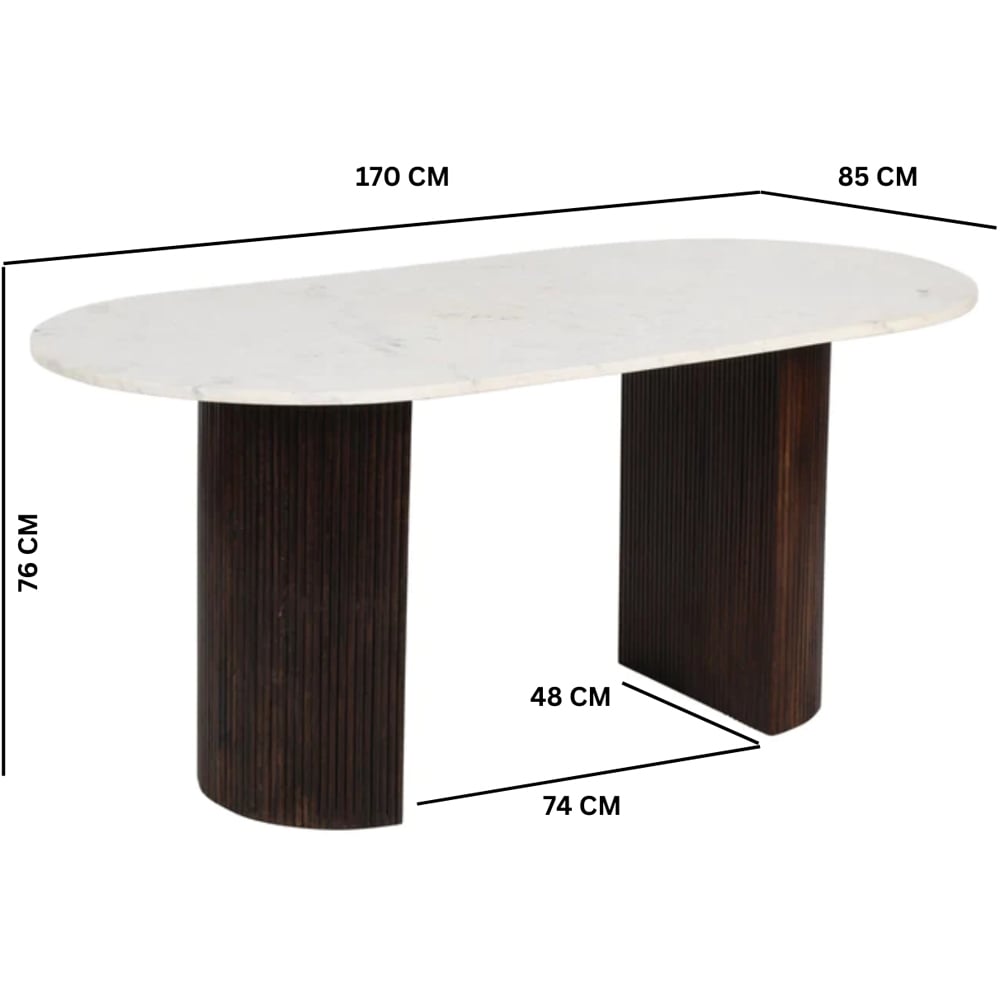 Brooklyn Opal 6 Seater Marble Top Mango Wood Dining Table Image 9