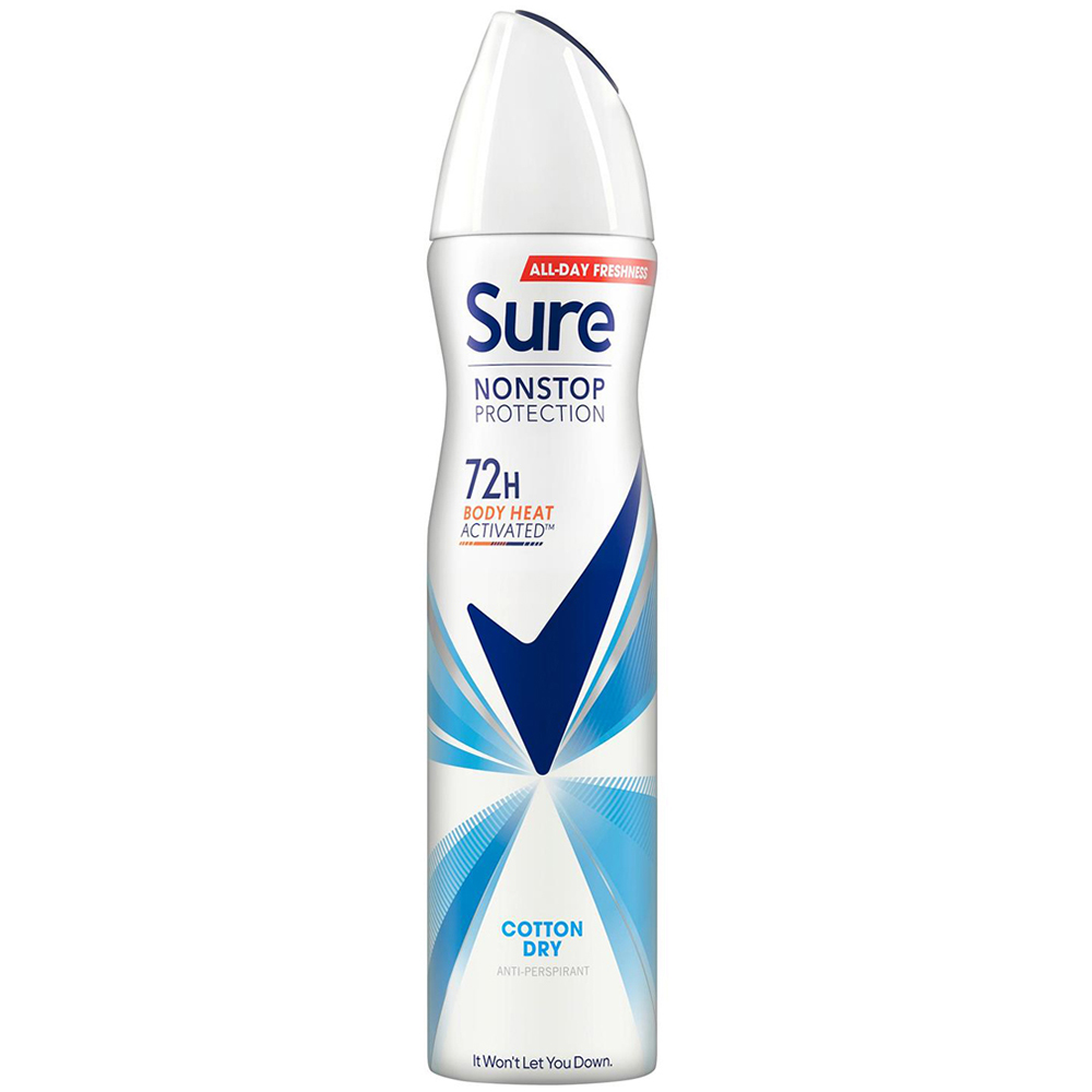 Sure Women Anti-Perspirant Cotton Dry Deodorant Spray 250ml 12 Pack Image 2