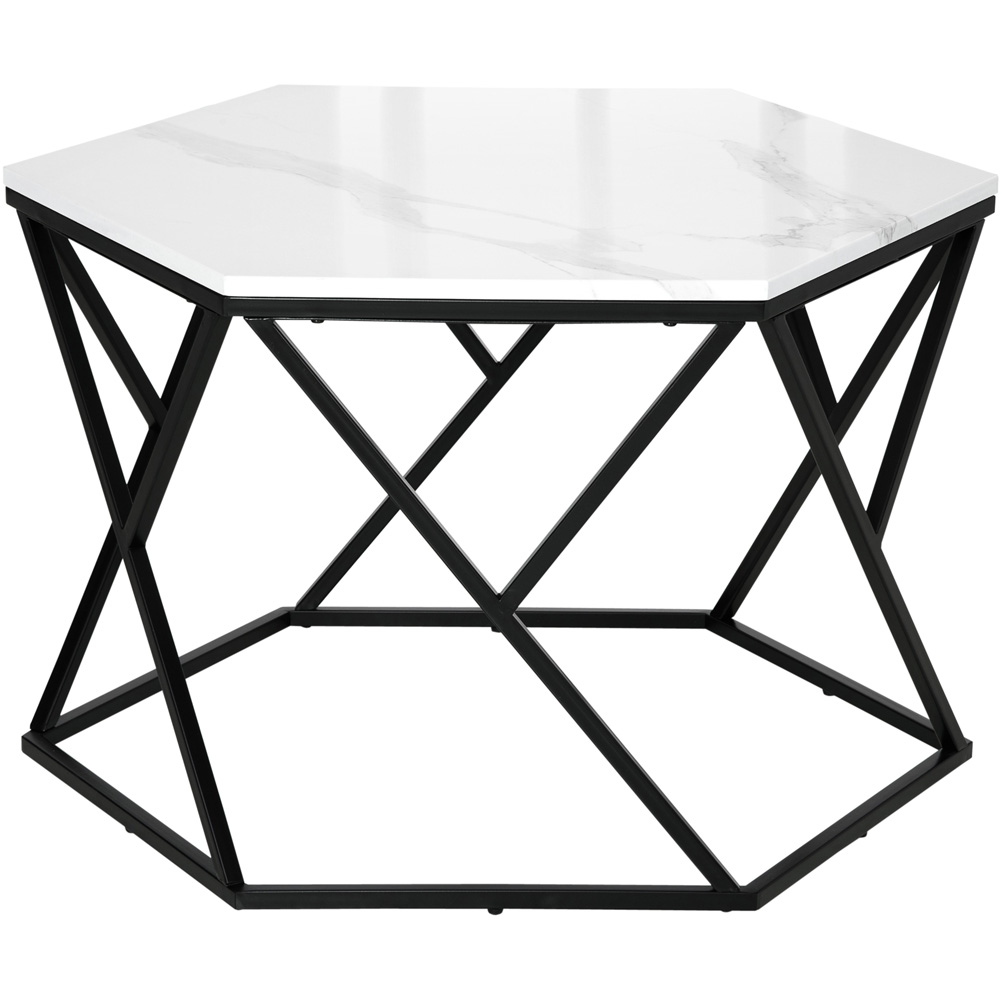 Portland White High Gloss Marble Coffee Table Image 2