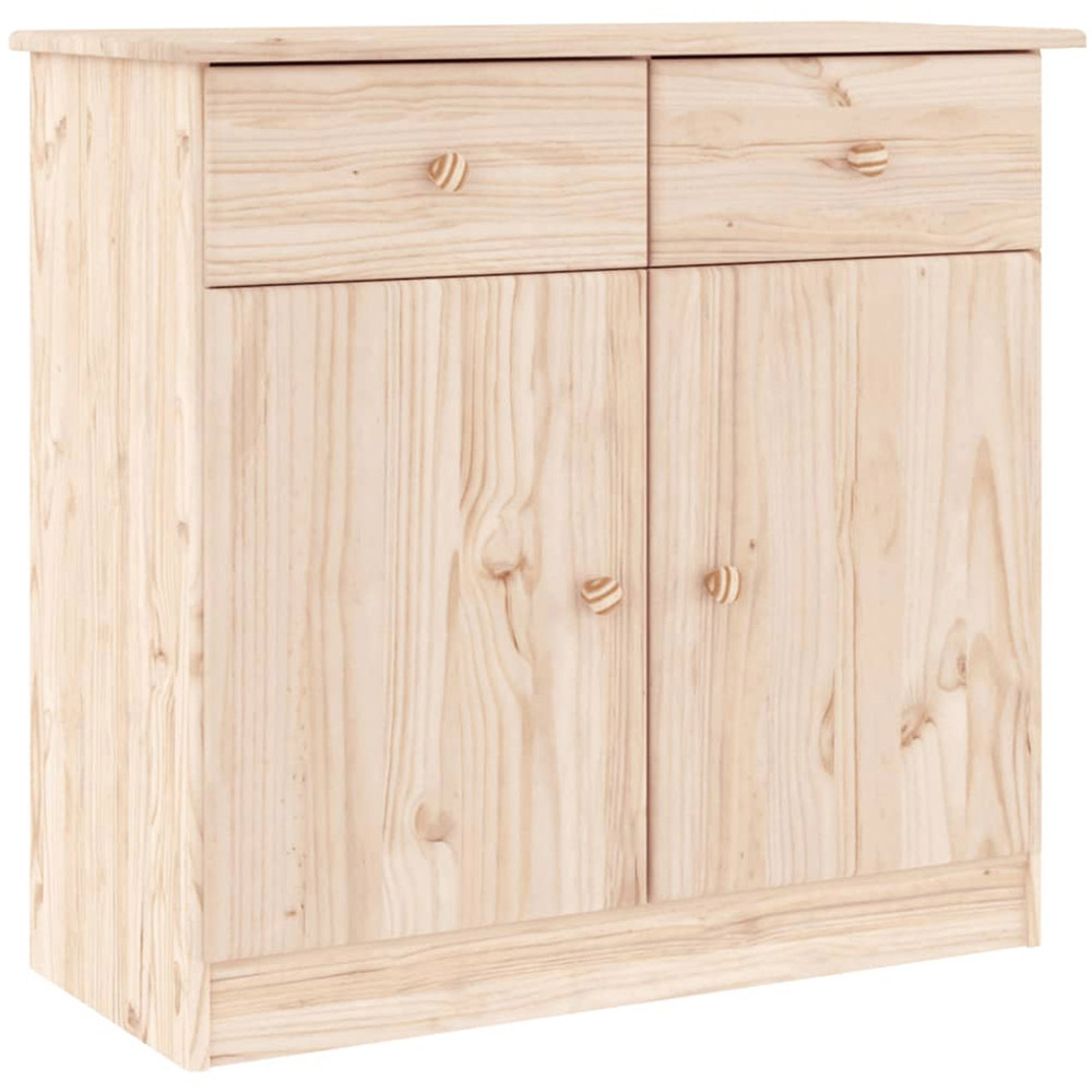 vidaXL Alta 2 Door 2 Drawer Natural Solid Pine Wood Sideboard Image 2