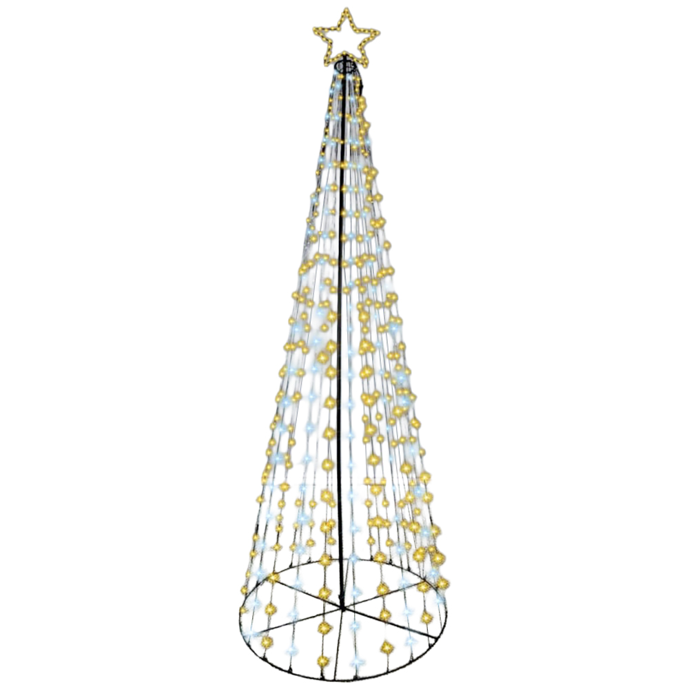 Shatchi White and Warm White LED Pre Lit Maypole Artificial Christmas Tree 9.1ft Image 1