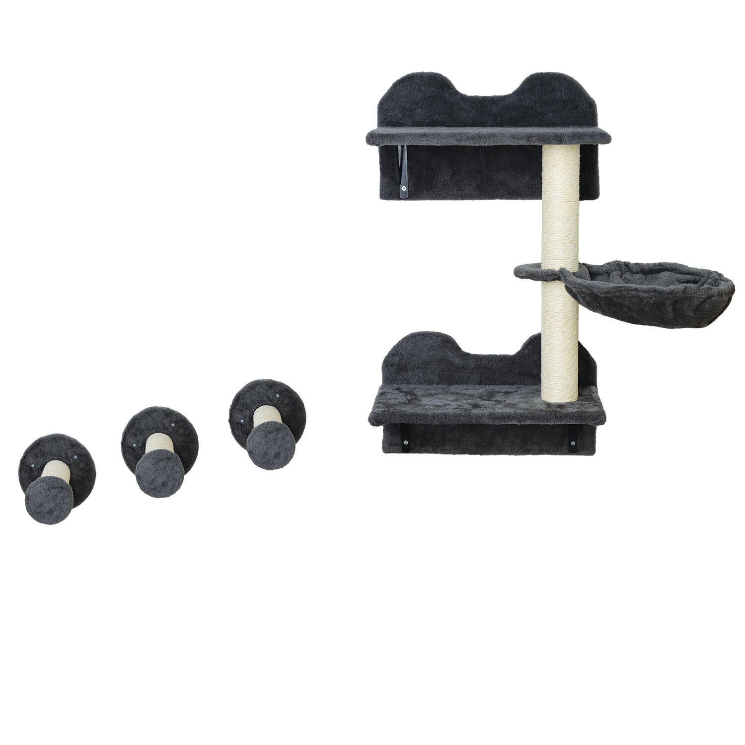 Wall Mounted Cat Tree Set Black Image 3