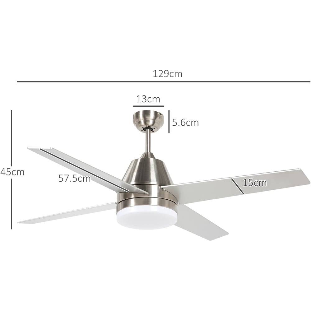 HOMCOM Silver and Black Mounting Reversible Ceiling Fan with Light and Remote Image 9