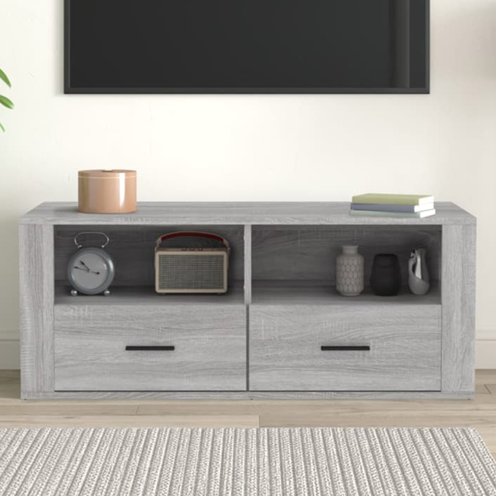vidaXL 2 Drawer 2 Shelf Grey Sonoma TV Cabinet Image 1