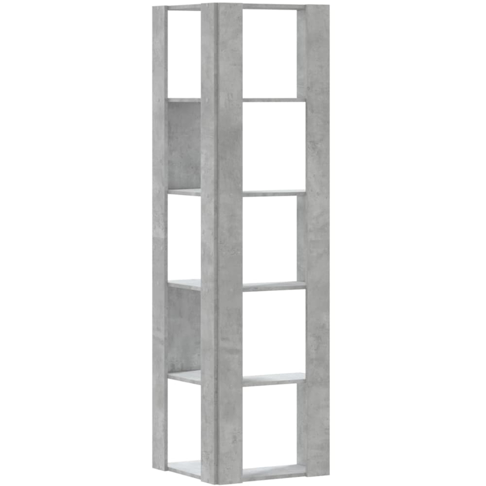 vidaXL 5 Shelf Concrete Grey Corner Bookcase Image 3