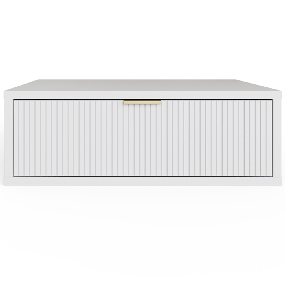 GFW Sienna Single Drawer White Ribbed Wall Mounted Bedside Table Image 4