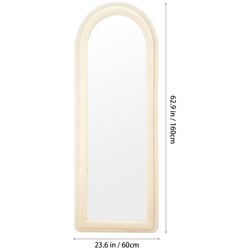 Living and Home Beige Velvet Frame Wall Mount Full Length Mirror with Tempered Glass 160 x 60cm Image 8