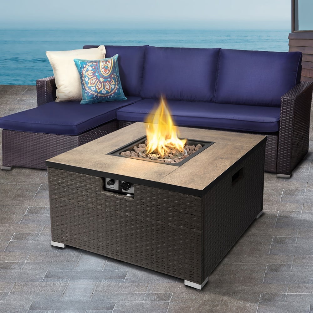 Teamson Home Square Steel Ceramic Propane Gas Fire Pit 31 inch Image 7
