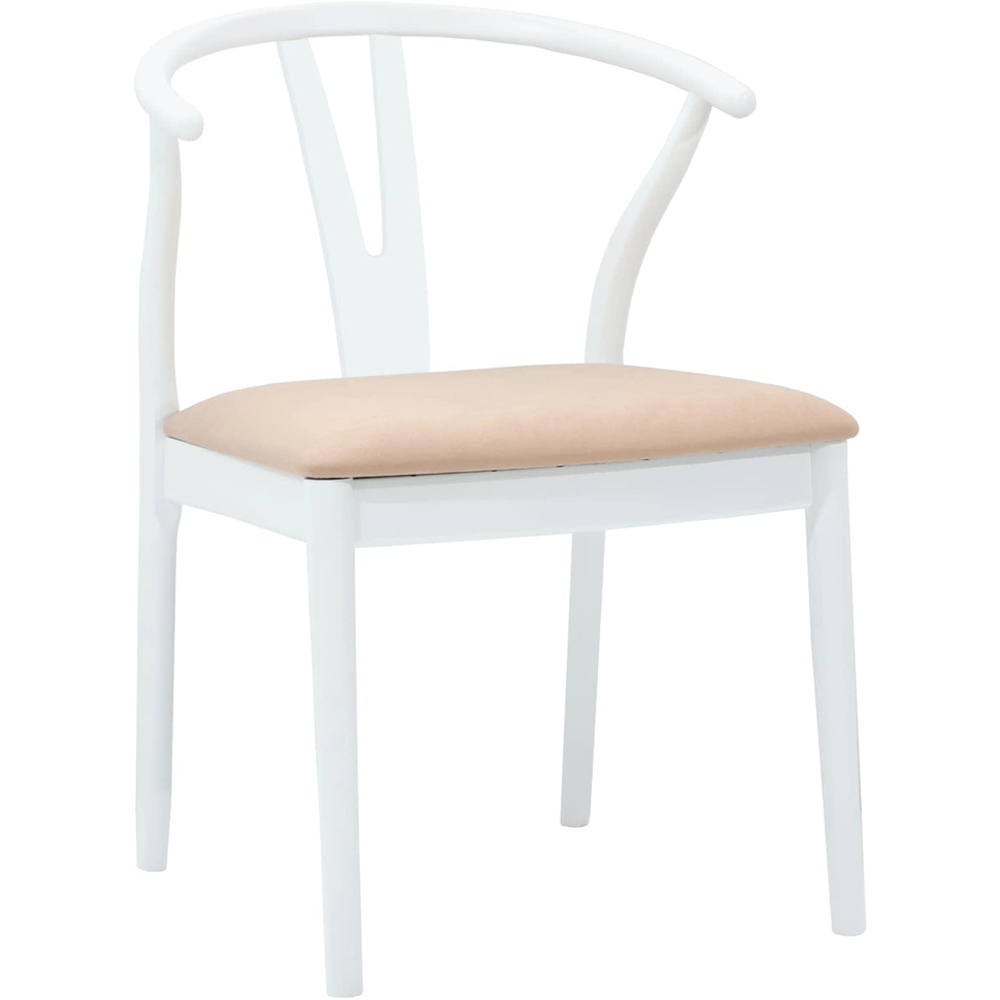 vidaXL Set of 2 White and Brown Rubberwood Curved Vintage Dining Chairs Image 2