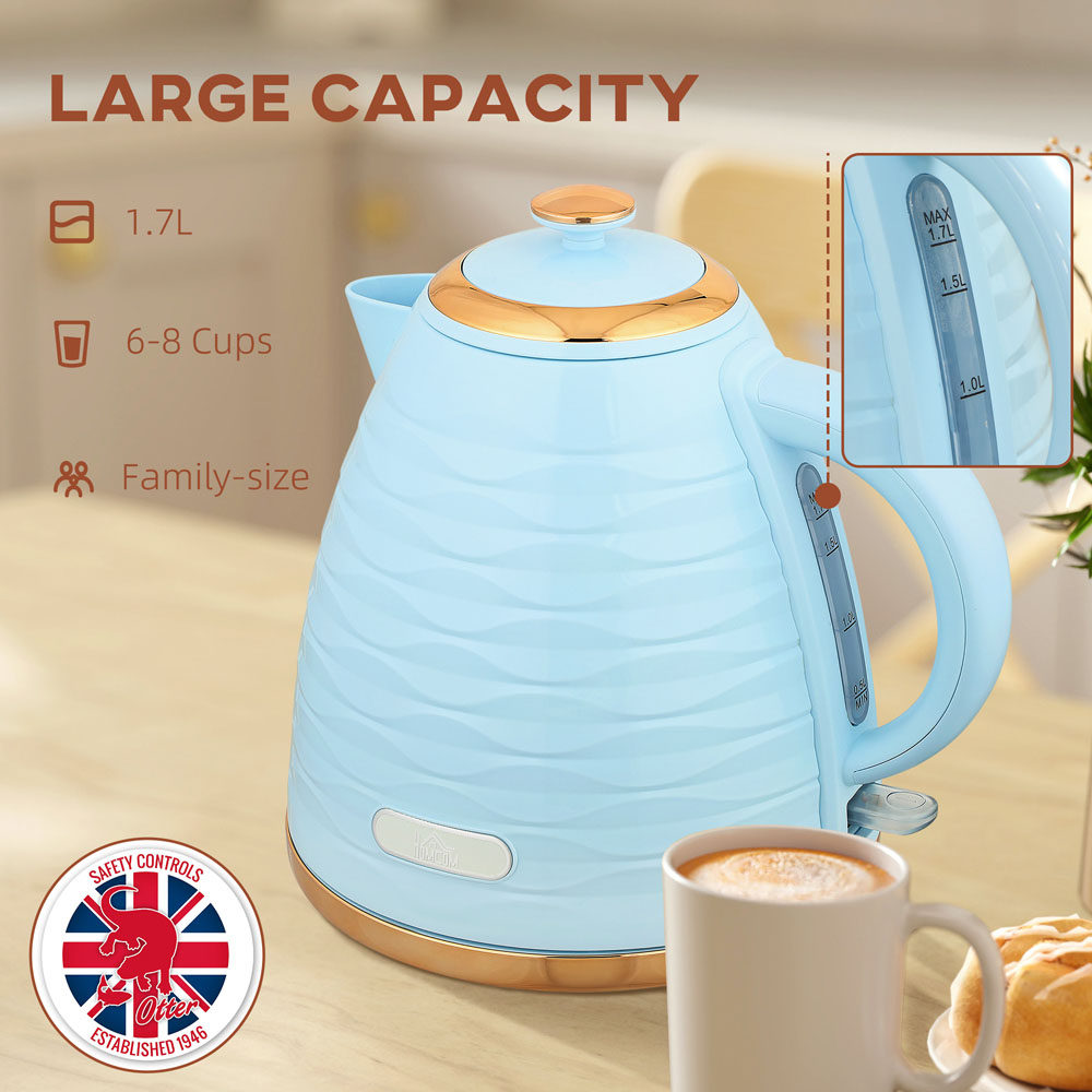 HOMCOM 800-207V70LB Light Blue Ripple 1.7L Electric Kettle 3kW Image 5