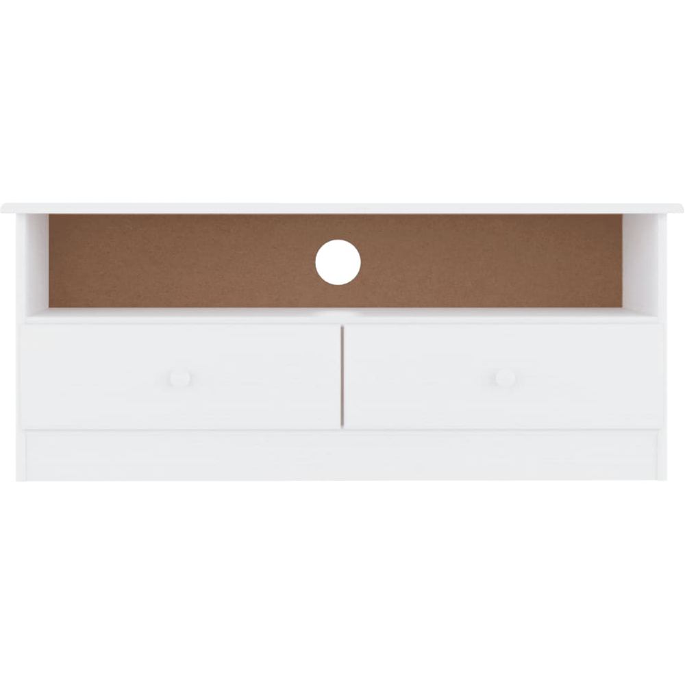 vidaXL 2 Drawer Single Shelf White Solid Pine Wood TV Cabinet Image 3