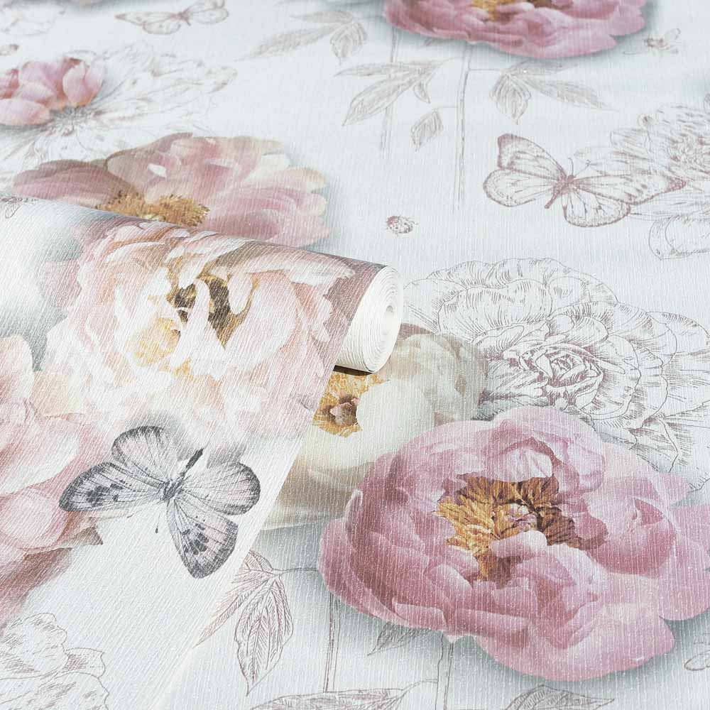 Arthouse Flower Garden Blush Wallpaper Wilko