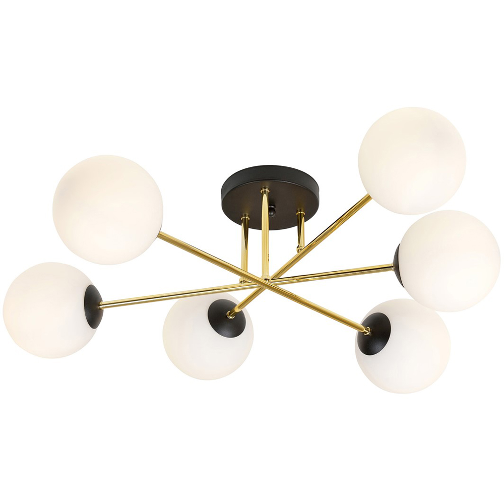 Emibig Magnum 6 Light White Shade Black and Gold E14 Ceiling Light Image 3