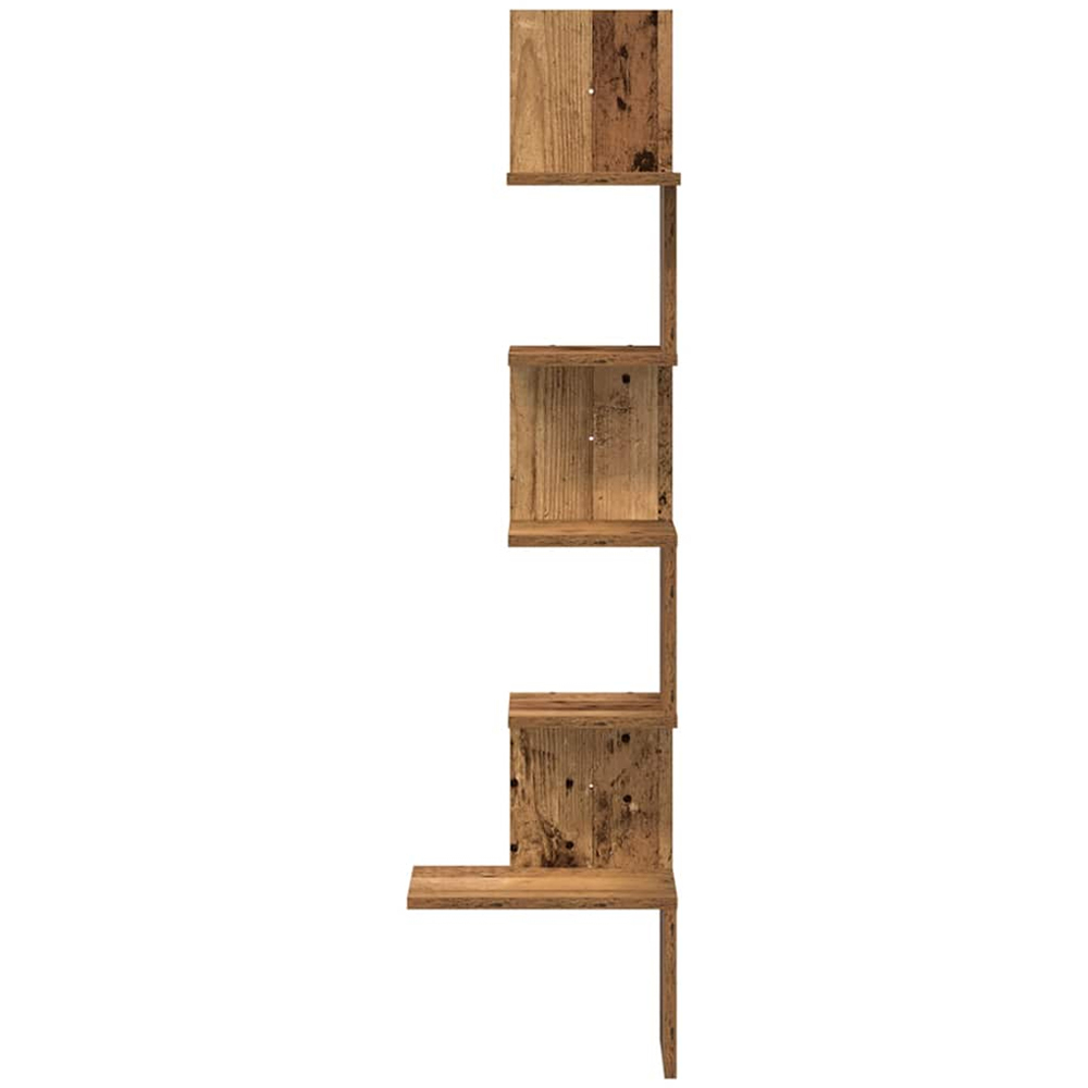 vidaXL 5 Shelf Old Wood Floating Corner Wall Shelf Image 3