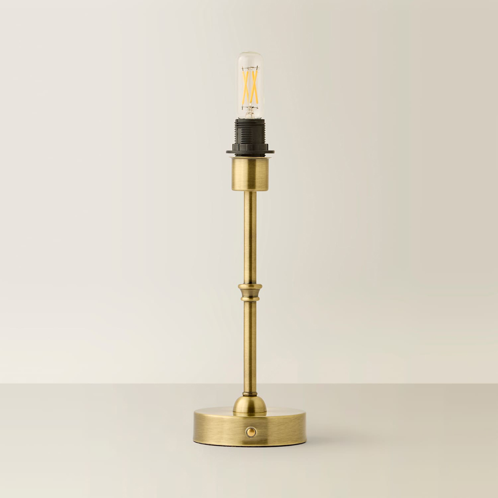 ValueLights Lowe Brushed Gold Metal Portable Rechargeable Table Lamp Base with Bulb Image 3