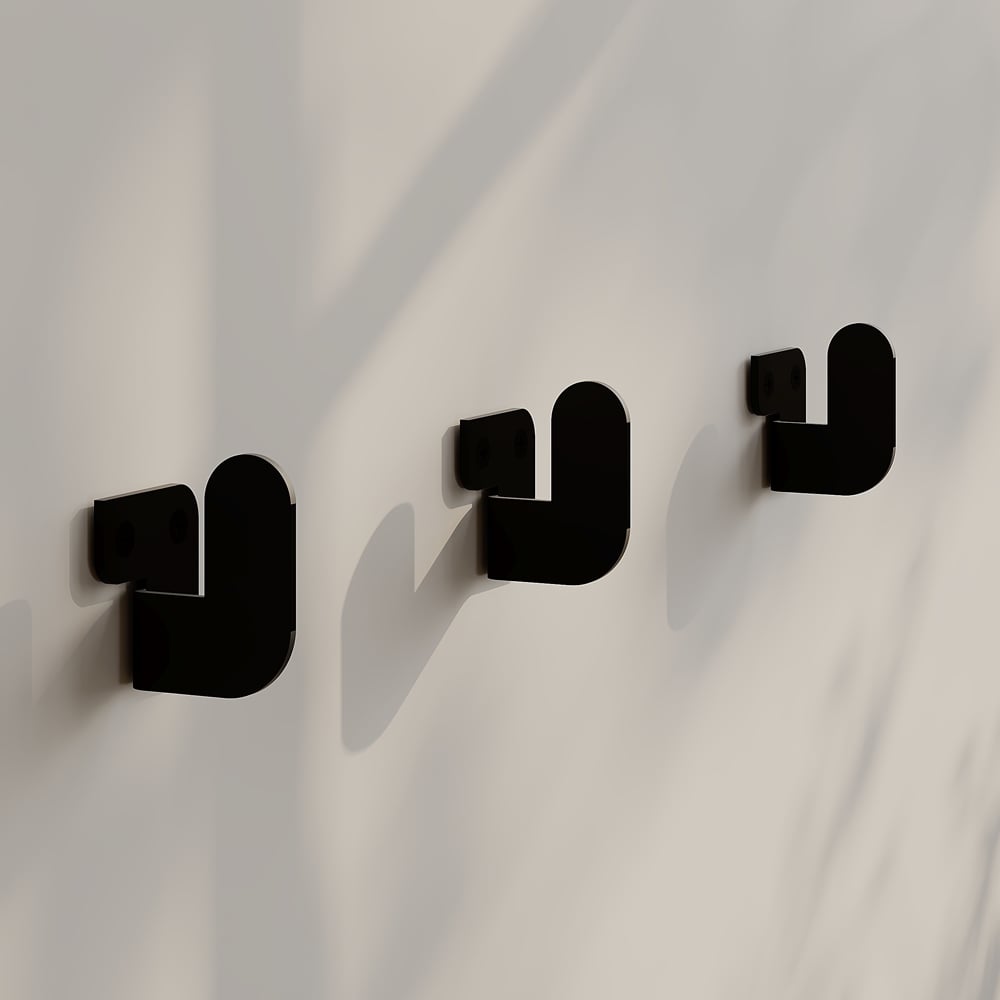 Decortie Luxa Black Metal Modern Wall Hook 3 Pack Image 4