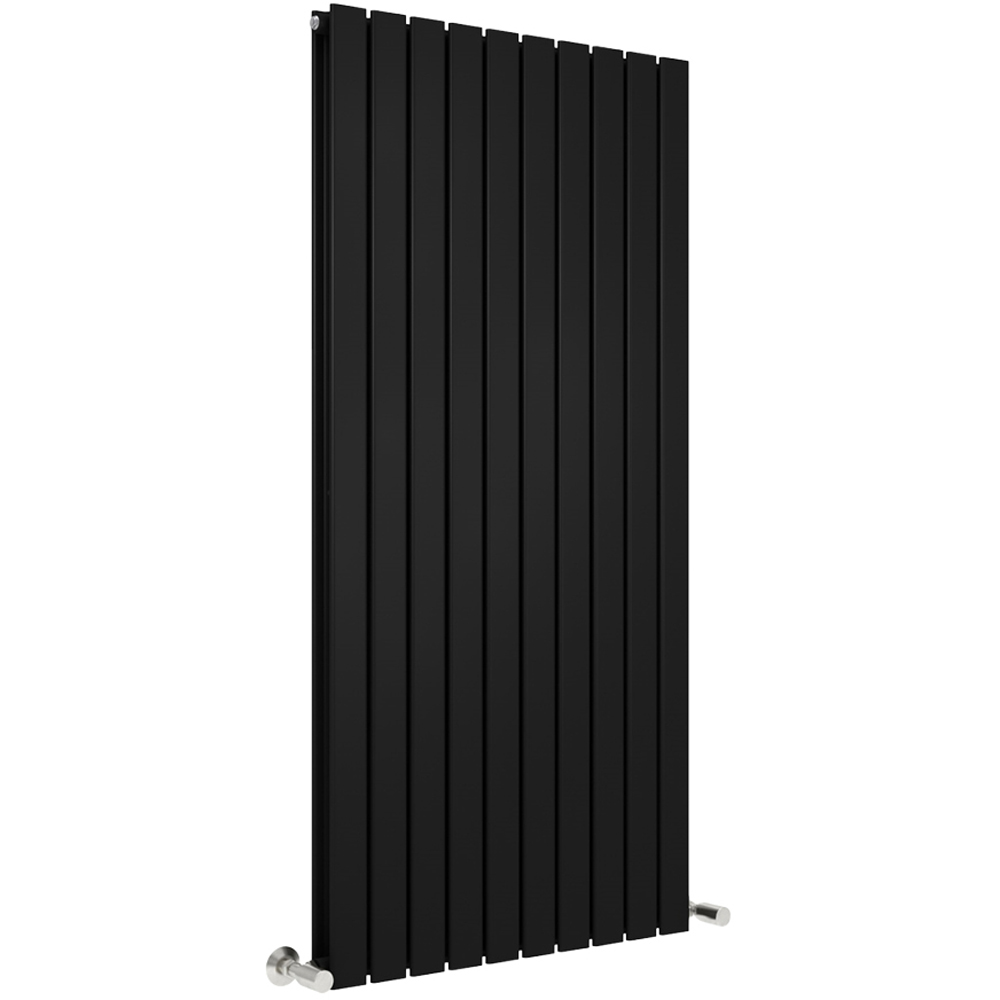 Black 8656 BTU Double Flat Panel Vertical Column Radiator 1600 x 680mm Image 1