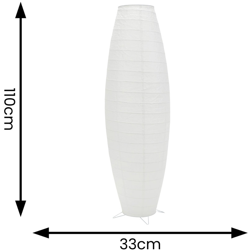 ValueLights Isla White Paper Oval LED Floor Lamp with Metal Base Image 4