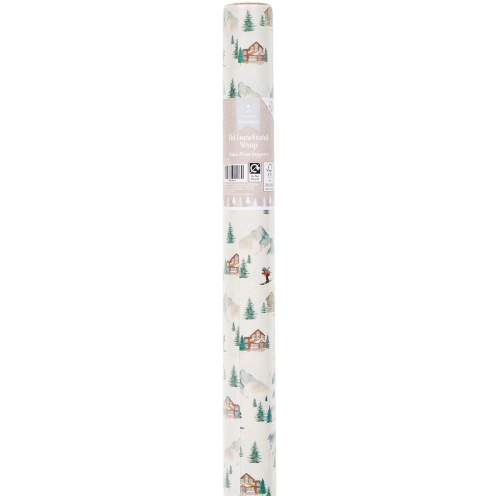 Ski Snowboard Gift Wrap White Image 1