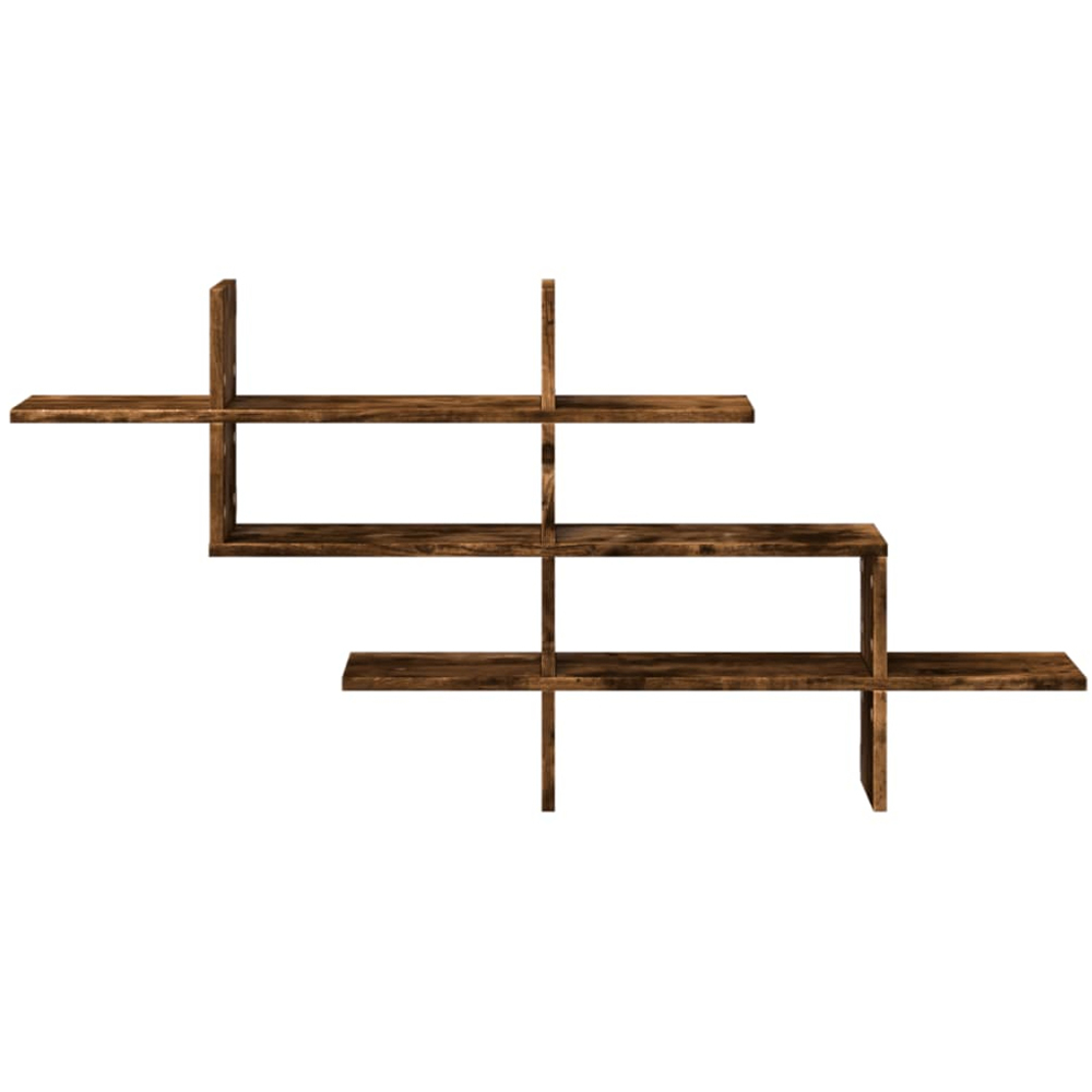 vidaXL 8 Shelf Smoked Oak Floating Wall Shelf Image 3
