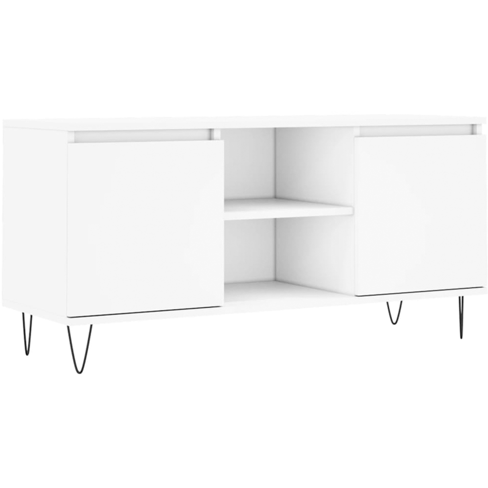 vidaXL 2 Door 2 Shelf White TV Cabinet Image 2