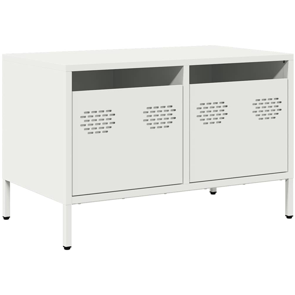 vidaXL 2 Drawer White Steel TV Cabinet Image 2