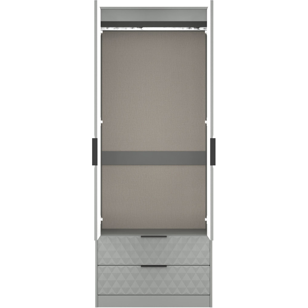 Crowndale Harlequin 2 Door 2 Drawer Dusk Grey Tall Wardrobe Ready Assembled Image 6