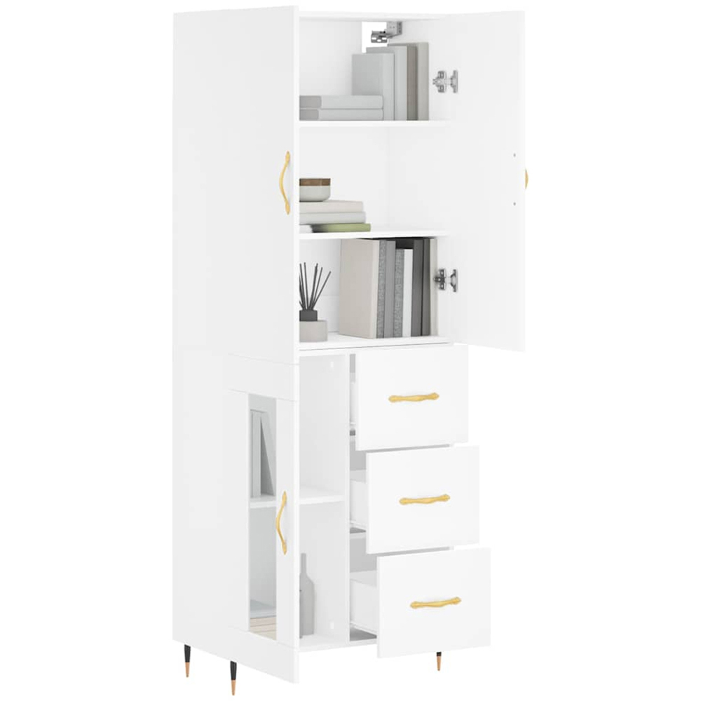 vidaXL 3 Door 3 Drawer White Highboard with Metal Legs Image 3