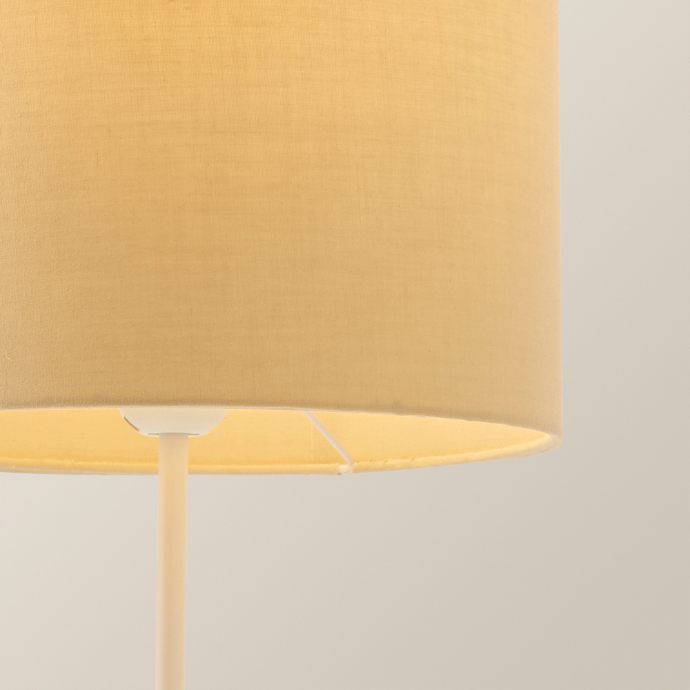ValueLights Charlie Cream Drum Shade White Table Lamp and Bulb Image 3
