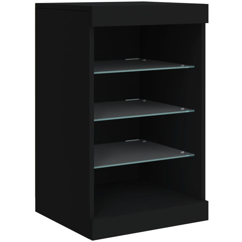 vidaXL 2 Door 8 Shelf Black Wooden Sideboard with LED Lights Image 7