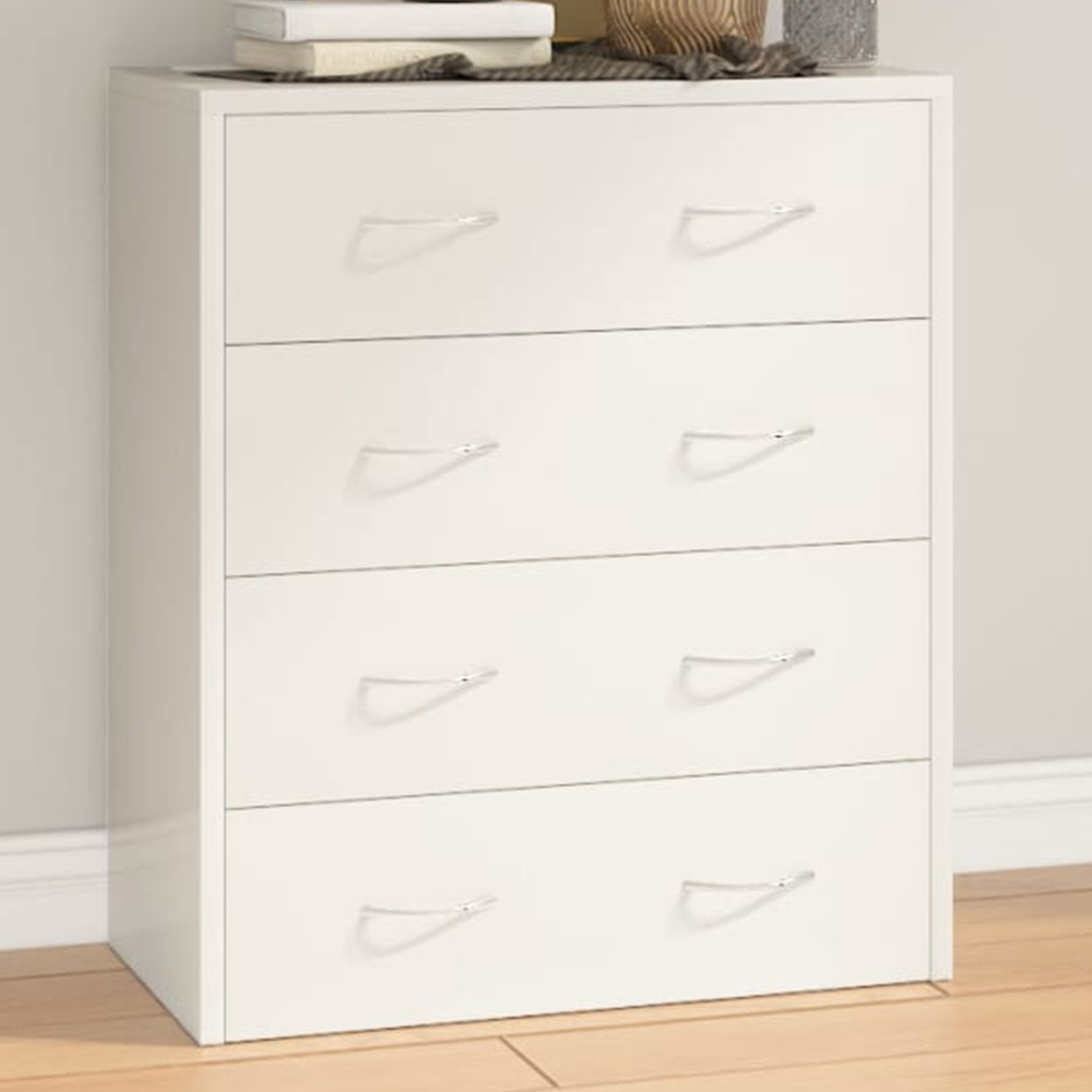 vidaXL 4 Drawer High Gloss White Sideboard Image 1