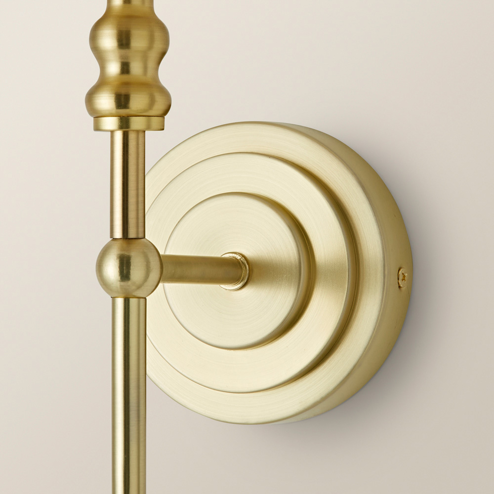 ValueLights Maggie Brushed Gold Candlestick Wall Lights with Shade and Bulb 2 Pack Image 3