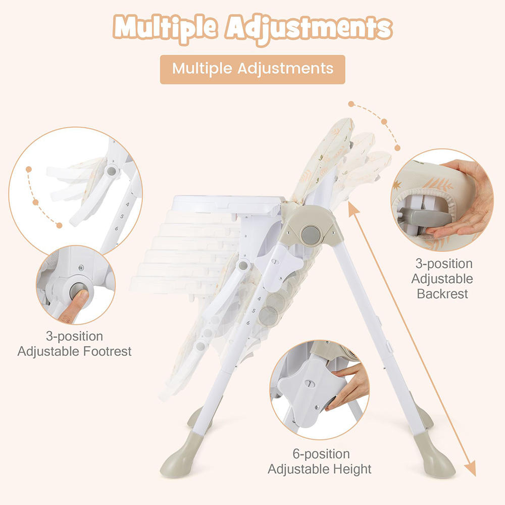 Costway Orange Baby Highchair with Removable Tray Image 4